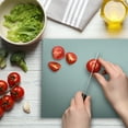 thumbnail image 3 of Digital Cutting Board, Pastel Greyscale Halftone Dots Design, Decorative Tempered Glass Cutting and Serving Board, Large Size, Grery and Pale Grey, by Ambesonne, 3 of 5