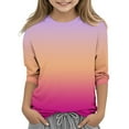 thumbnail image 2 of Ndbuld Summer Clearance Cotton Girls Long Sleeve Shirts Toddler Soft BASIC T-Shirts Top Kids Crewneck Layering Tees Hot Pink 160cm/63in, 2 of 5