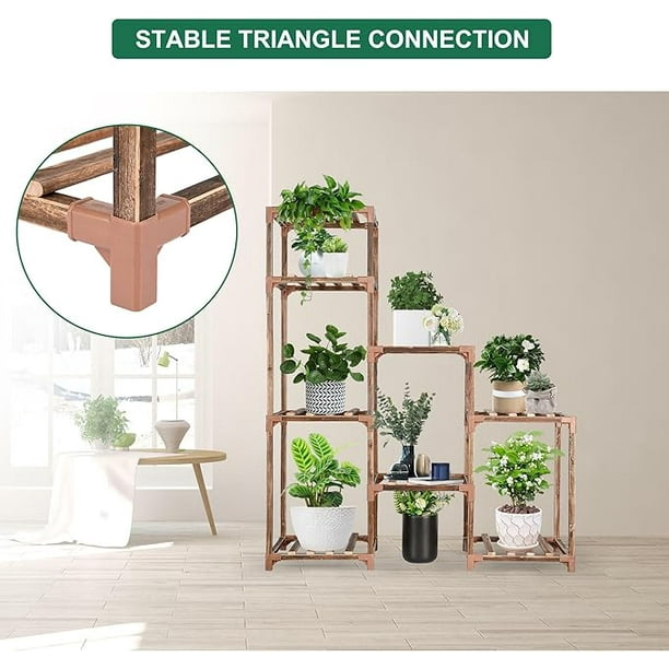 Support à Plantes 3 étages En Métal Noir - Idéal Pour Salon, Balcon Ou Chambre - 9