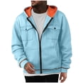 thumbnail image 2 of Visit the JURANMO Store Zip Up Hoodie for Men Drawstring Long Sleeve Athletic Hooded Sweatshirt Regular Fit Casual Fall Jackets with Chest Pockets Sky Blue M, 2 of 5