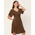 thumbnail image 2 of Moomaya Sweetheart Neck Solid Rayon Flared Dress - Women's Elegant Party Dress, 2 of 9