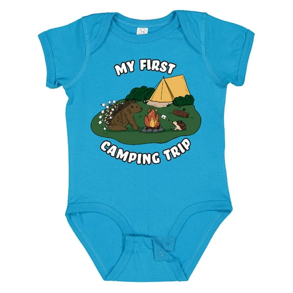 Inktastic My First Camping Trip-camping Hedgehog Boys or Girls Baby Bodysuit