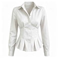 thumbnail image 4 of Hurxie Waist Tops for Women Wrap Top Fitted Button Down Shirt Wrap Top Long Sleeve Blouse Casual Outfits, 4 of 7