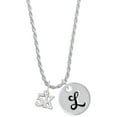 thumbnail image 1 of Delight Jewelry Silvertone 5K Silvertone Script Initial Disc - L - Charm Necklace, 20"+3", 1 of 4