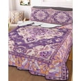thumbnail image 3 of Quilts Twin Size, Purple Orange Boho Soft Comforter Bedding Set for Bed, Ethnic Geometric Middle Century Art Lightweight Quilted Bedspread with Pillow Cover(2 Pieces) for All Season, 68x86 Inch, 3 of 6