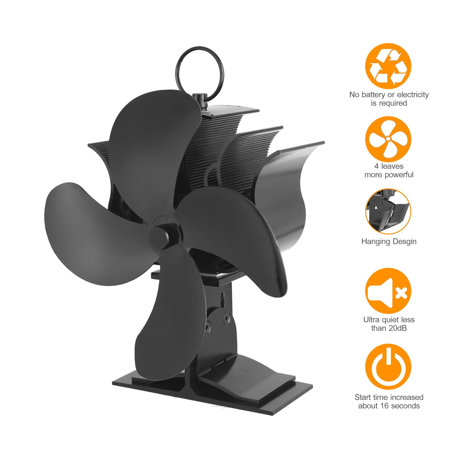 Details about   Heat Powered Fireplace Stove Top Fan Air Blower Fan Quiet 4 Blades Wood Burner 