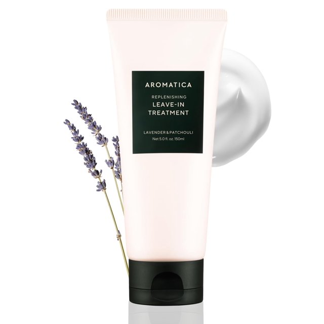 AROMATICA REPLENISHING Leave-IN TRATAMIENTO LAVANDA Y PATCHOULI 5.0fl oz/150ml - Acondicionador sin silicona para cabello dañado y protección contra el calor Fórmula sin enjuague