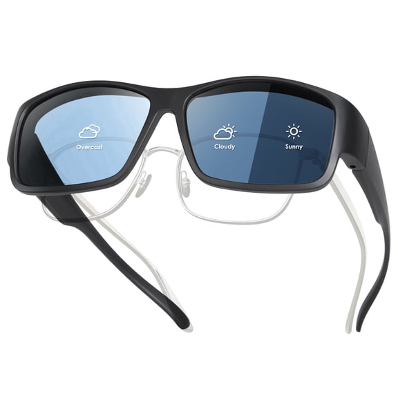 Photochromic Polarized Fit Over Sunglasses for Men, UV400, Driving Fishing Hiking