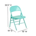 thumbnail image 6 of Flash Furniture HERCULES COLORBURST Series Tantalizing Teal Triple Braced & Double Hinged Metal Folding Chair, 6 of 12