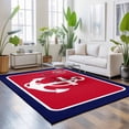 thumbnail image 3 of Area Rugs 5'x7', Nautical Anchor Carpet Runner Indoor Outdoor Rugs Home Decor Aesthetic, Blue Red Coastal Ocean Beach Compass Non Slip Mats Washable Accent Rug for Living Room Bedroom, 3 of 8