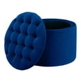 thumbnail image 1 of TOV Furniture Ottomane de Rangement en Velours Grand Lit, Bleu Marine, 1 of 4