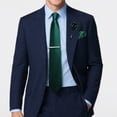 thumbnail image 3 of Dark Green Ties for Men Silk Satin Necktie and Pocket Square Cufflinks Tie Clip Lapel Pin Set Wedding Business 5PCS, 3 of 5