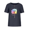thumbnail image 3 of Camisas de Manga Corta para las Mujeres, Blusa de Botón de Impresión Casual con Cuello Redondo Hecha de Tela Suave Transpirable para Verano Primavera, Blusas de Manga Corta para las Mujeres, 3 of 4