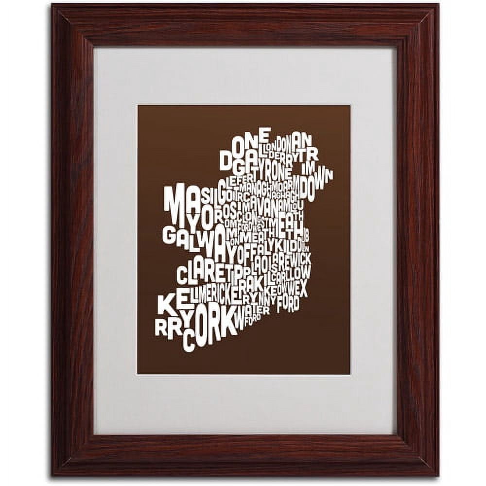 Trademark Fine Art "CHOCOLATE-Ireland Text Map" Matted Framed by Michael Tompsett