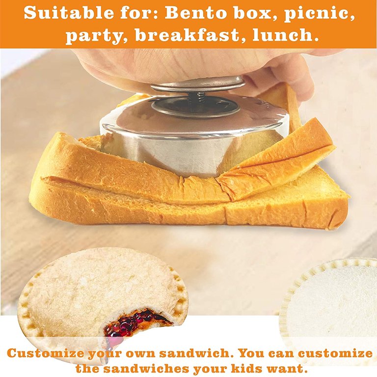 Wrvxzio Sandwich Sealer, Sandwich Cutter and Sealer, Food-grade 304 Stainless Steel Sandwich Cutter,Uncrustables Peanut Butter and Jelly Sandwiches Tool