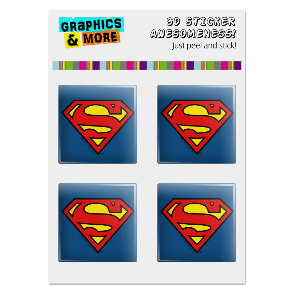 GRAPHICS & MORE Superman Three Color Sky Computer Case Modding Badge Emblem Resin-Topped 1 Stickers Set of 4