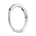 thumbnail image 6 of 14K White Gold Ring Band Wedding Ruby Round Red Diamond, Size 6, 6 of 7