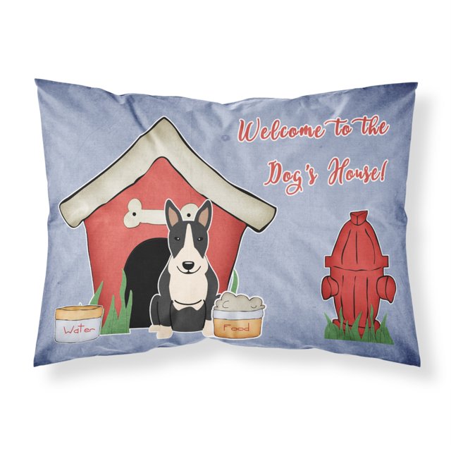 Caroline's Treasures Dog House Collection Bull Terrier Funda de almohada estándar de tela blanca y negra BB2887FUNDA DE ALMOHADA, multicolor Caroline's Treasures BB2887PILLOWCASE