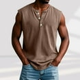 thumbnail image 3 of Dvprdro Fashion Causal Buttons Sleeveless Tank Tops for Men Summer Solid Casual Loose Comfortable T-Shirt Blouse, 3 of 5