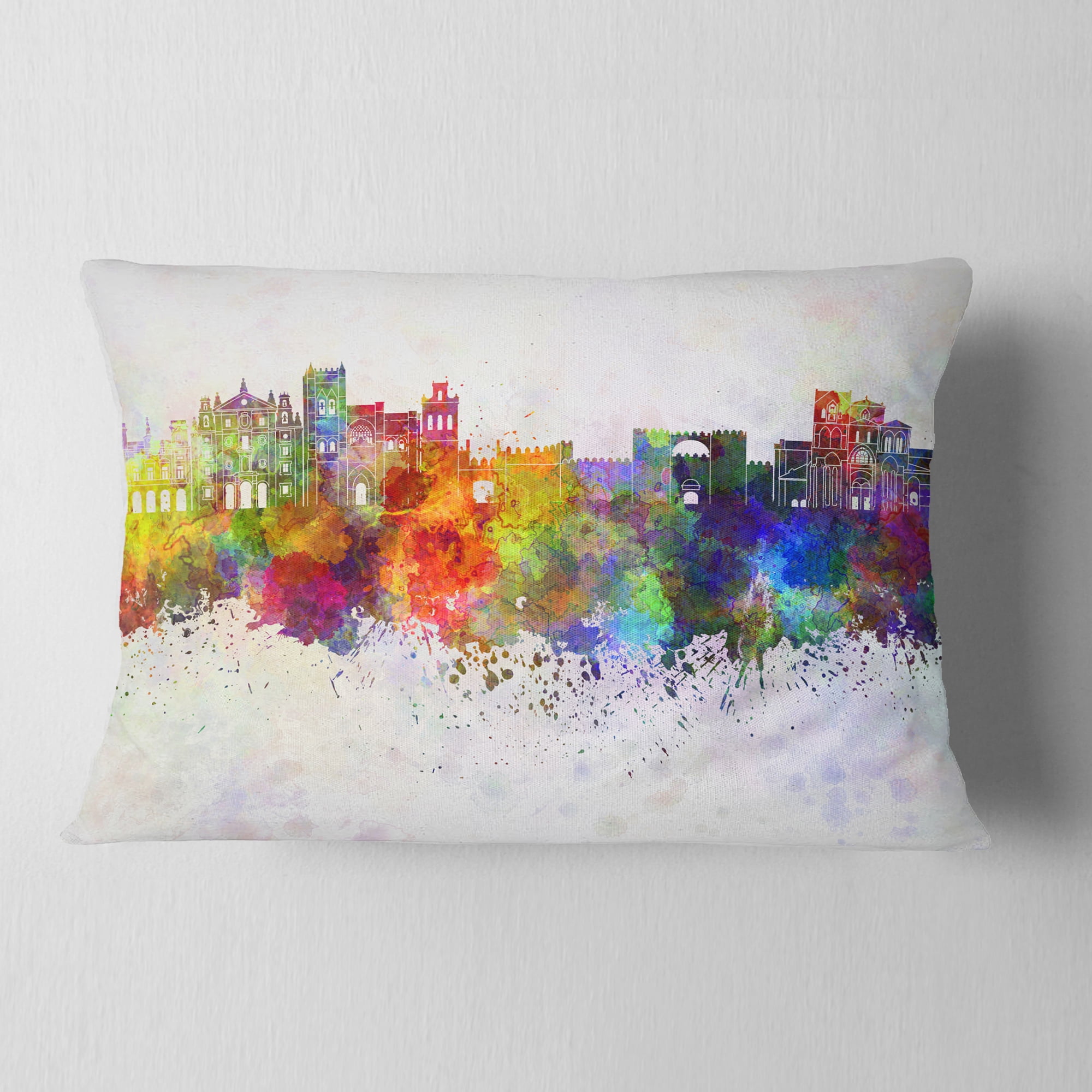 Designart Avila Skyline - Cityscape Throw Pillow - 12x20