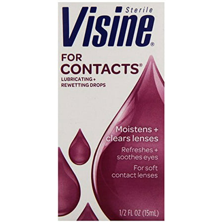 2 Pack Visine For Contacts Sterile Lubricating + Rewetting Drops 0.5 Oz