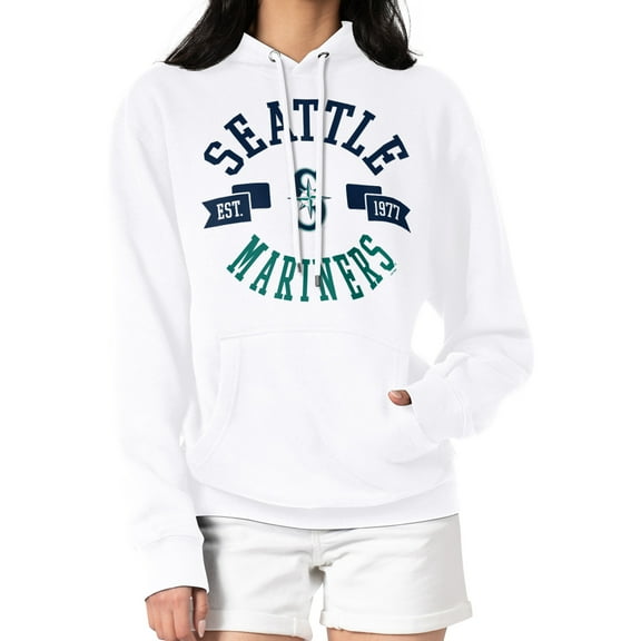 Women's G-III 4Her by Carl Banks White Seattle Mariners City Graphic Pullover Hoodie