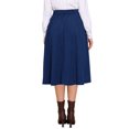 thumbnail image 3 of Corduroy Skirt for Women Button Front High Waist Vintage Stretch A-Line Flared Casual Midi Skirts with Pockets XS Dark Blue, 3 of 6