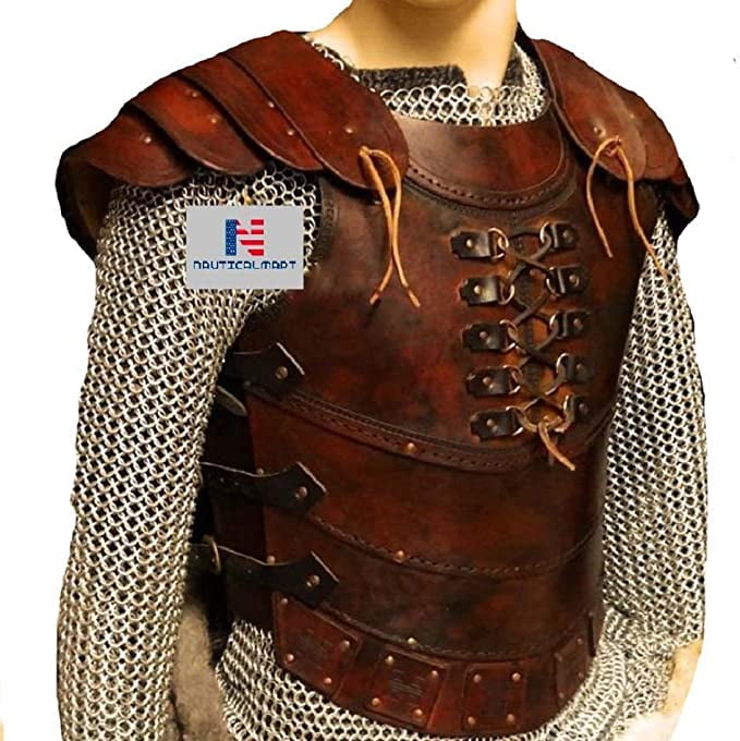 Viking Body Armor Medieval Leather Cuirass Knight Ranger Cosplay Costume Black 