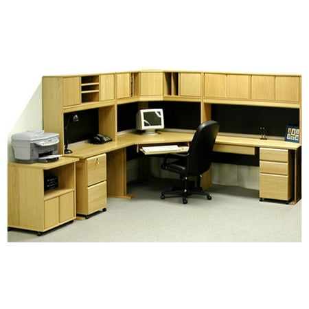 Rush Furniture Office Modulars Corner Executive Desk with Machine Cart