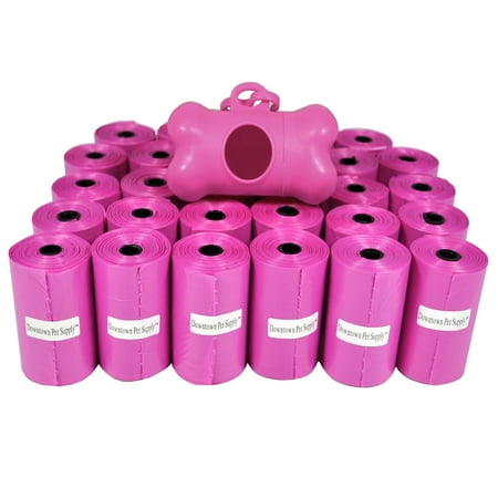 Downtown Pet Supply Dog Poop Bags with Free Poop Bag Holder, Pink, 500 Ct