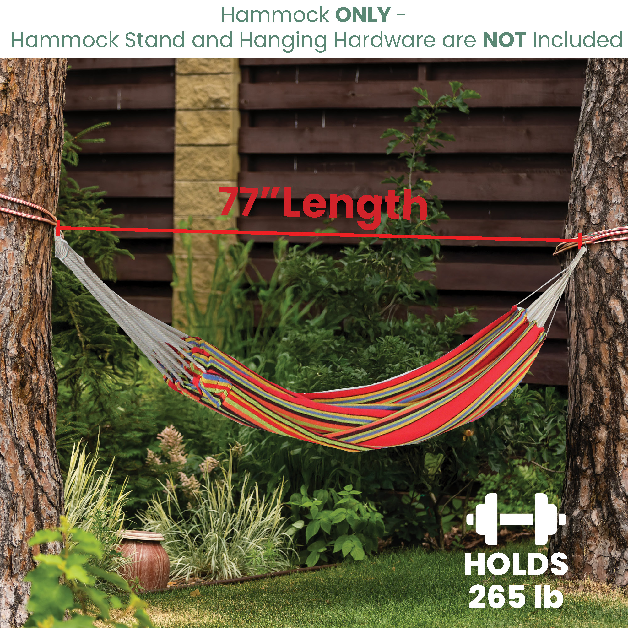 Northlight Striped Woven Single Brazilian Hammock - 77" x 39.25"