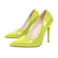 thumbnail image 2 of Women Patent Leather Pointed Toe Stiletto Pumps, Slip On High Heel Dress Shoes, Classic Solid Color Slim Heel formal Heels for Wedding Party office Green 7(40), 2 of 9