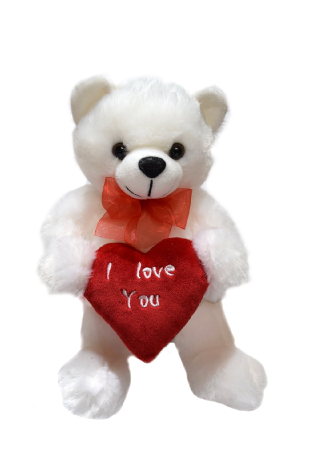 3 White Soft Teddy Bears KEY CHAIN with Red Heart "I Love You" Key Chains 