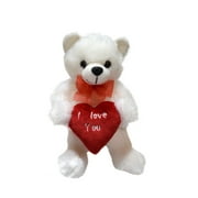 I Love You White Teddy Bear Red Ribbon and Heart TOY-3007