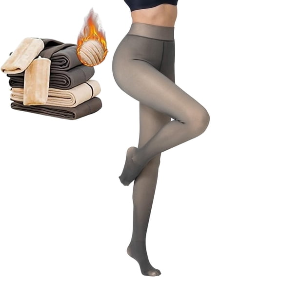 Huankd Women's Fleece Lined Tights - Fake Sheer Warm Pantyhose Thick Winter Leggings E