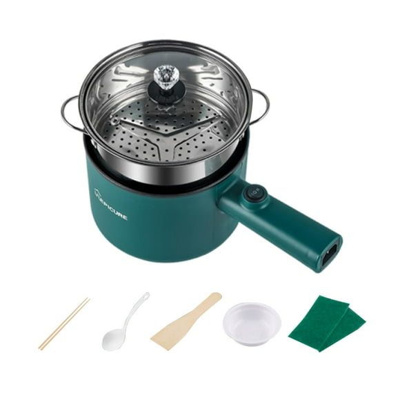 Olla eléctrica de 1,8 l con mango largo, mini olla de viaje para saltear, guisar, cocinar al , usar en casa, para sopa, pasta y . Verde