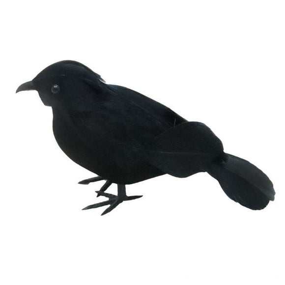 A Halloween Crow Decoration Realistic Feathered Bird Figurine For Outdoor Garden Party Display Themed Events Home Decor Single Crow With Foam Base Small Size