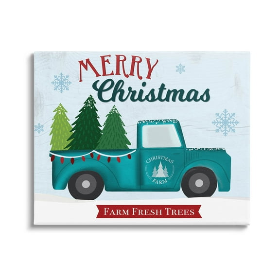 Merry Christmas Farm Fresh Trees Sign Holiday Graphic Art Gallery Wrapped Canvas Print Wall Art