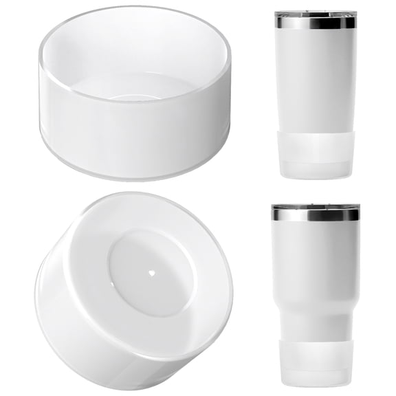 Linkidea Water Bottle Boot Compatible with YETI Rambler Travel Mug 20oz/30oz, Tumbler 20oz/30oz, Silicone Anti-Slip Water Bottle Bottom Sleeve Cover Protector (Clear White / 2 Pack)
