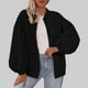thumbnail image 2 of Jeans de tiro bajo,Chaqueta polar de color liso para mujer, con doble bolsillo, manga larga, cuello alto, cremallera, informal, poliéster, para uso doméstico y diario, sopatenor, 2 of 8
