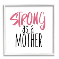 Strong As A Mother Sentiment Minimal Pink Pop Typography Framed Art Print Wall Art, 17x17