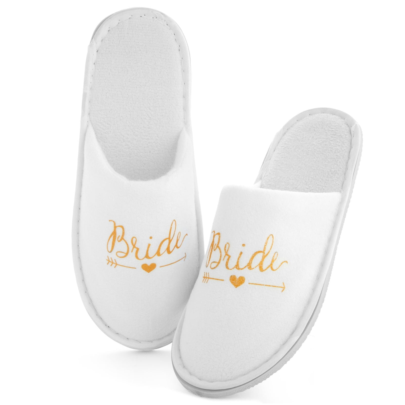 5 Wedding Slippers for Bride to Be, Bridesmaid, Bridal Shower Spa Party Gifts, White & Gold - Walmart.com