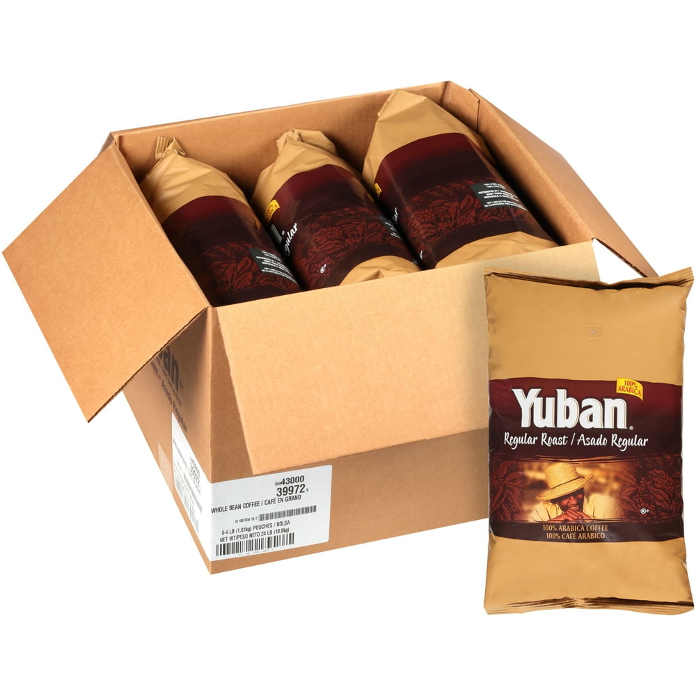 YUBAN Regular Roast Whole Coffee Beans, 4 lb. Bag (Pack of 6) Walmart