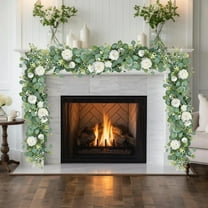 6ft Baby's Breath & Peony Artificial Garland Spring Floral Garland Wedding Party Centerpiece Table Runner Decor Home Indoor Outdoor Hanging Floral Decoration, White, 1pc