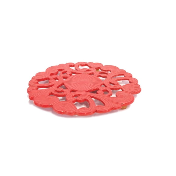 Smart Home Red Enamel Metal Trivet 8”
