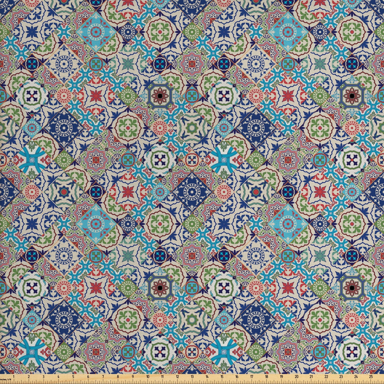 Oriental Sofa Upholstery Fabric by the Yard, Patchwork of Diagonally ...