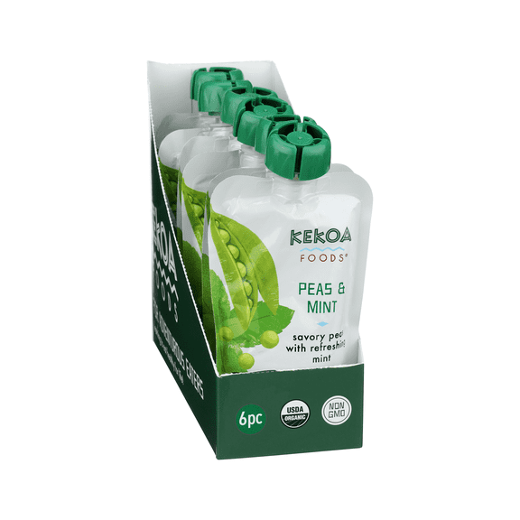 Kekoa Foods, Organic Baby Food, Peas and Mint Puree Flavor, 3.5 Ounce Squeeze Pouch (6 Pack)