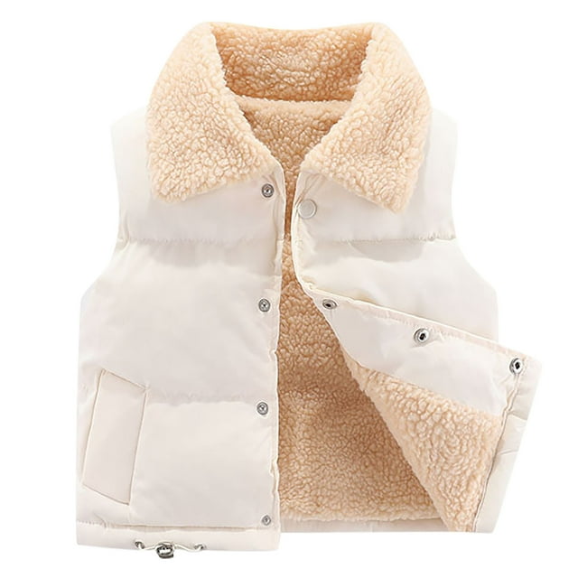 Gilet Matelassé Sans Manches pour Enfants Garçons Filles Couleur Unie Épais Doublé en Molleton Chaud Veste Matelassée Réversible Gilet Décontracté Automne Hiver Extérieur Gilet Matelassé pour Filles