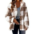 thumbnail image 5 of Womens Plaid Shirts Fleece Jacket Long Sleeve Fashion Casual Plush Loose Plus Size Cardigan Coat, 5 of 7