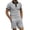 Gray, variant on 2 Piece Casual Set for Men Knit Quarter Button Shirt with Shorts Half Zip Collared Top Drawstring Shorts Summer Matching Tracksuit M